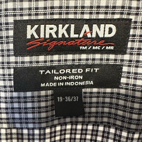 NWT Kirkland Signature Men’s Black Plaid Button Down Dress Shirt - Neck 19/2XL - Picture 4 of 9